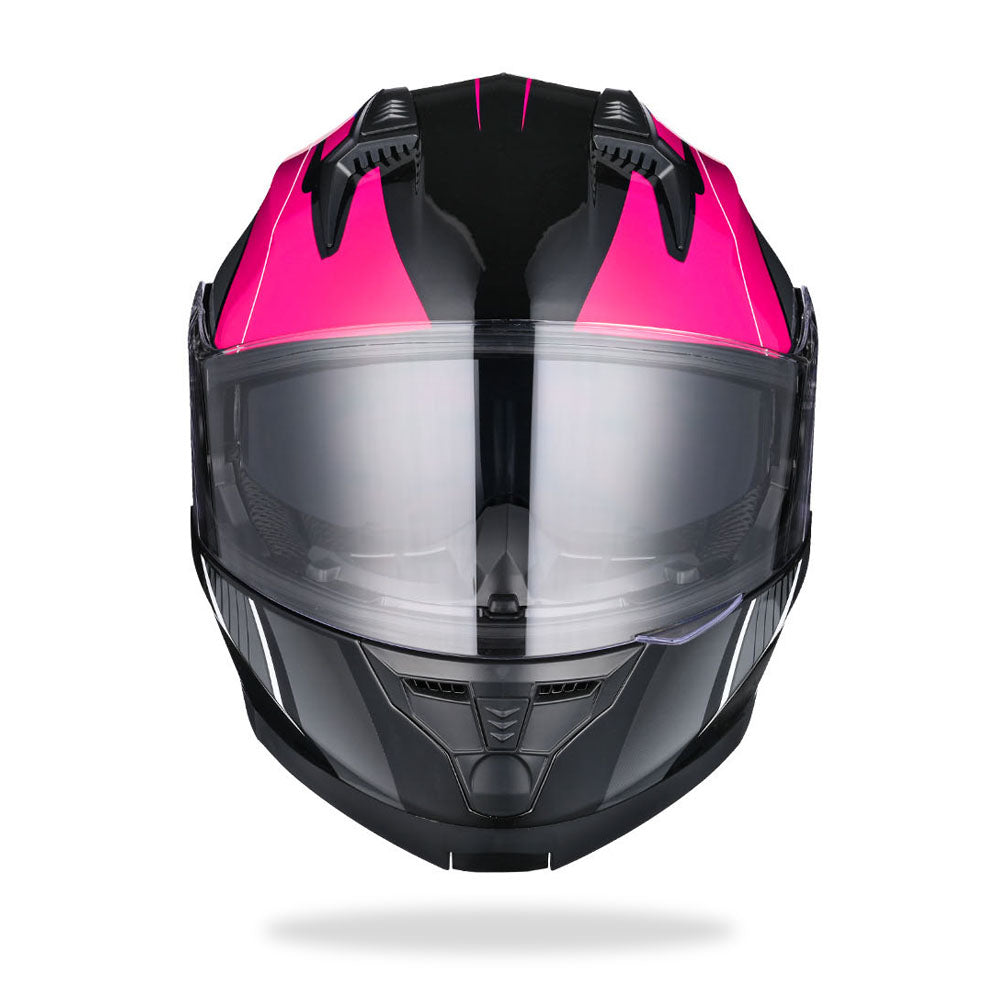 AHR Helmet Flip Up Modular Helmet RUN-M3 DOT Black Pink