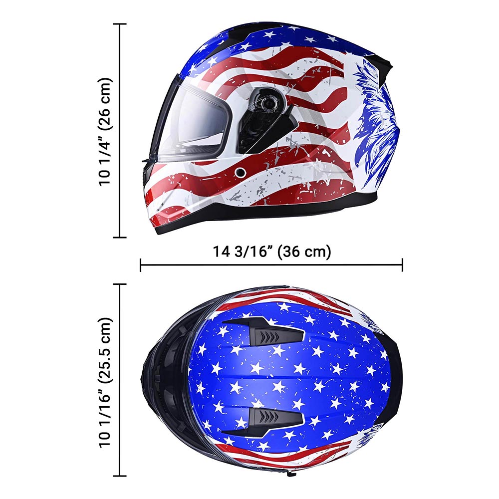 AHR RUN-F Full Face Helmet with Dual Visor Eagle DOT