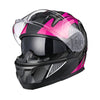 AHR Helmet Flip Up Modular Helmet RUN-M3 DOT Black Pink