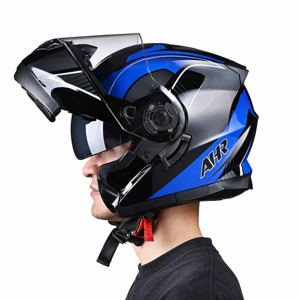 AHR Helmet Flip Up Modular Helmet RUN-M3 DOT Blue –