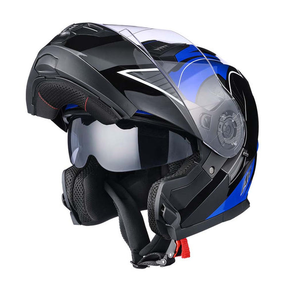 AHR Helmet Flip Up Modular Helmet RUN-M3 DOT Blue