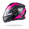 AHR Helmet Flip Up Modular Helmet RUN-M3 DOT Black Pink