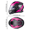 AHR Helmet Flip Up Modular Helmet RUN-M3 DOT Black Pink