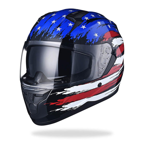 AHR RUN-F Full Face Helmet with Dual Visor American Flag