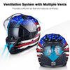 AHR RUN-F Full Face Helmet with Dual Visor American Flag