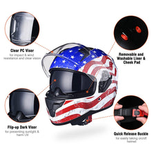 AHR RUN-F Full Face Helmet with Dual Visor Eagle DOT
