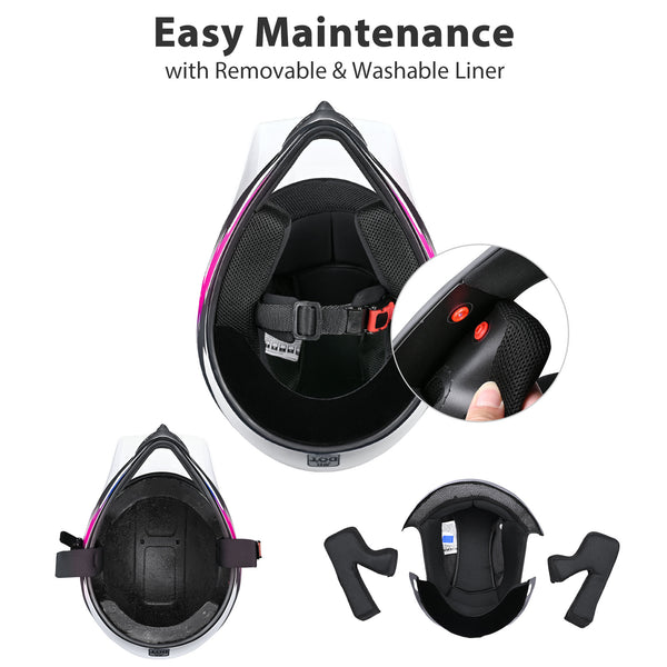 AHR H-VEN12 ATV Helmet for Youth & Kids Pink