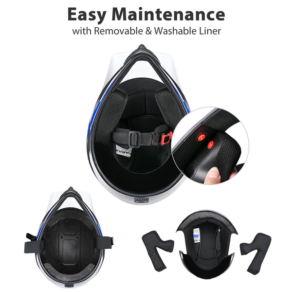 AHR H-VEN12 ATV Helmet for Youth & Kids Blue