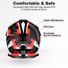 AHR H-VEN25 Off-Road Dirt Bike Helmet Black Red
