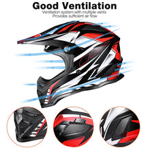 AHR H-VEN25 Off-Road Dirt Bike Helmet Black Red