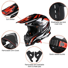 AHR H-VEN25 Off-Road Dirt Bike Helmet Black Red